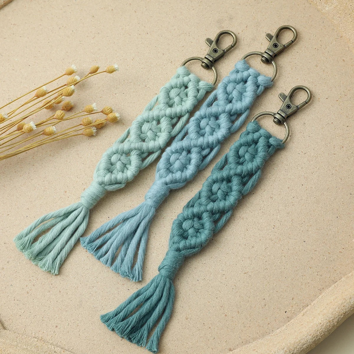 Handmade Macramé Woven Tassel Keychain - Image 8