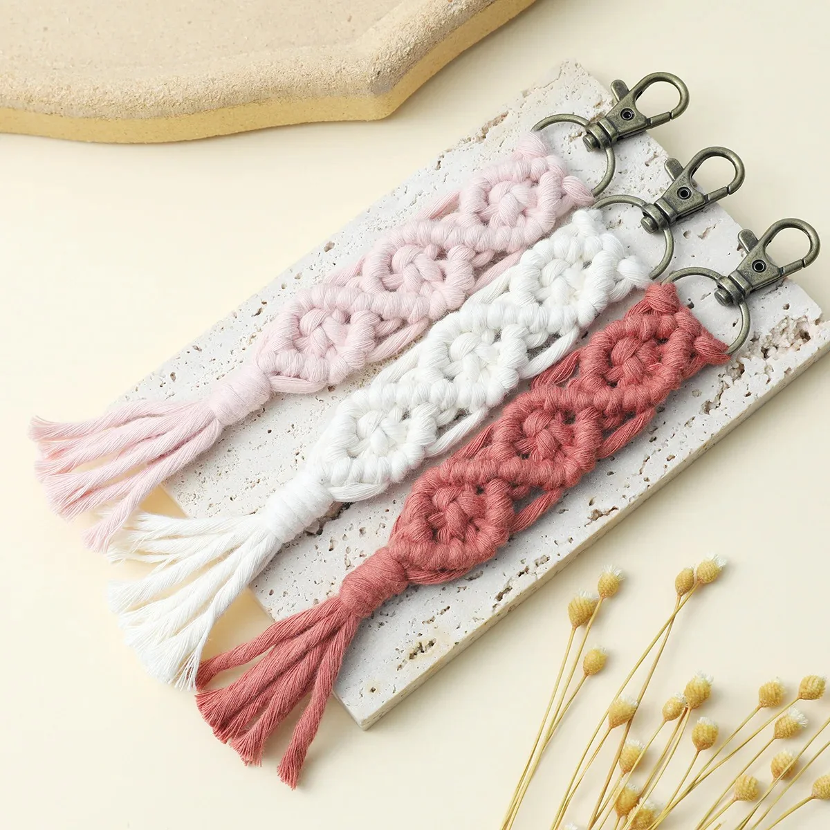 Handmade Macramé Woven Tassel Keychain - Image 9