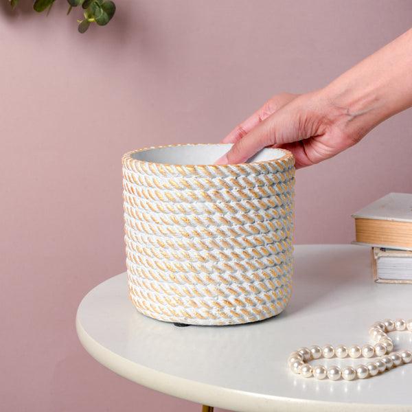 Golden Rope Pattern Plant Pot - Image 13