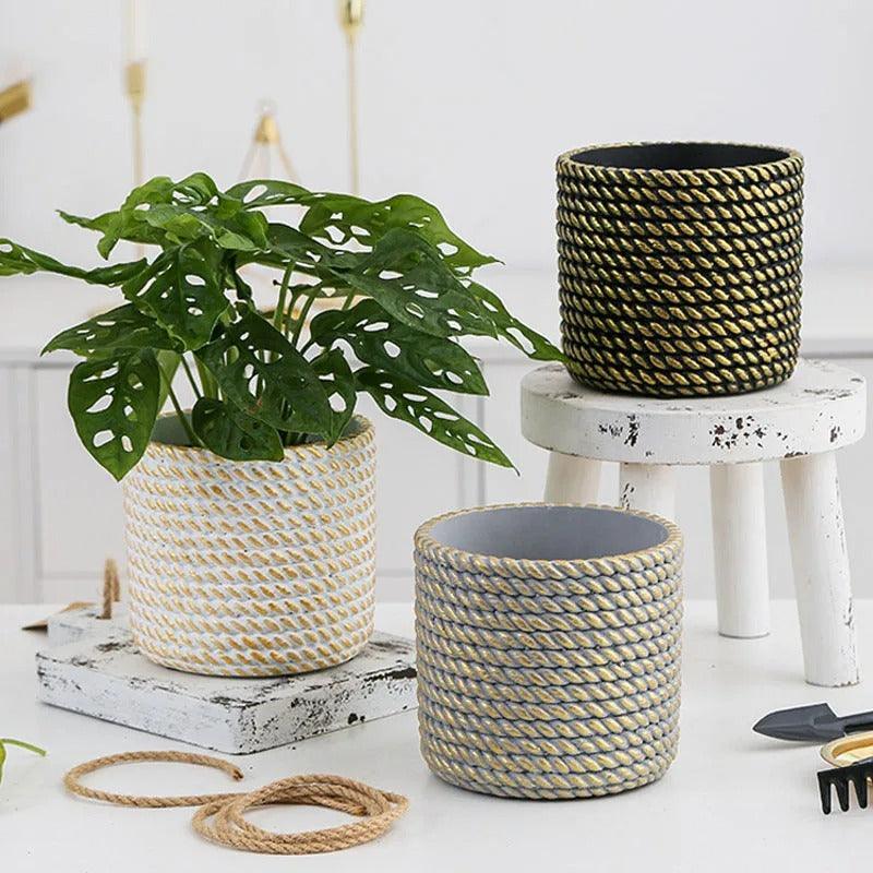 Golden Rope Pattern Plant Pot - Image 4