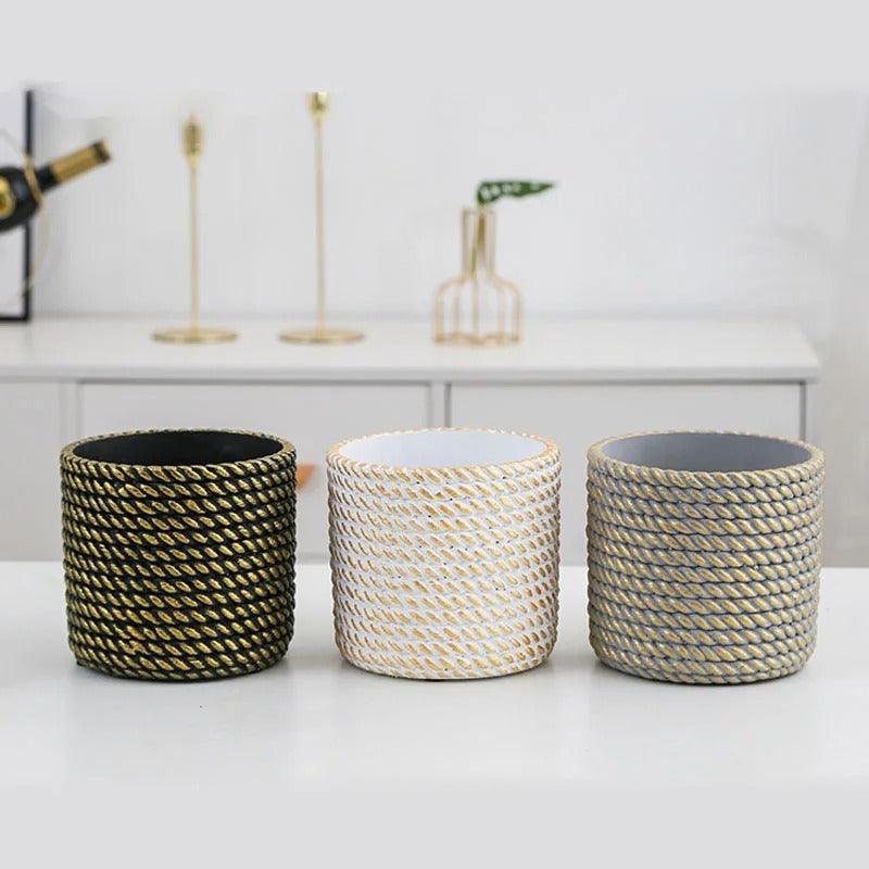 Golden Rope Pattern Plant Pot - Image 7
