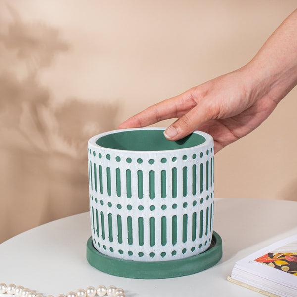 Green Geometric Plant Pot - Image 5