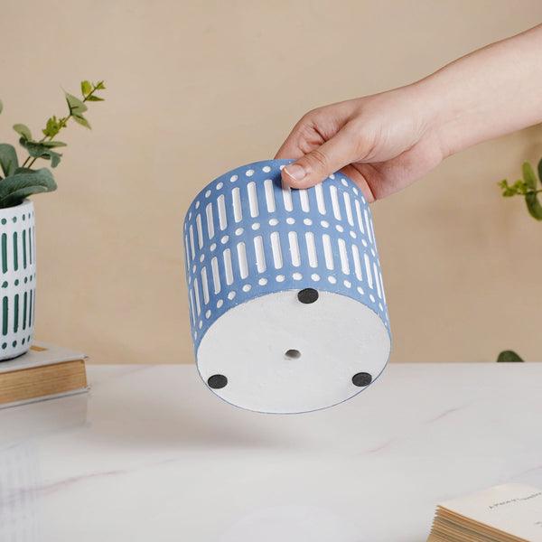 Blue Modern Geometric Plant Pot - Image 3