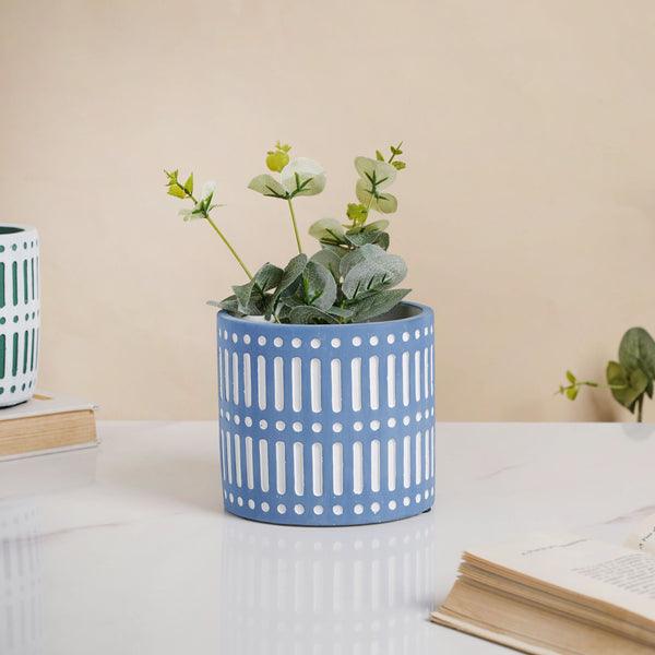 Blue Modern Geometric Plant Pot - Image 4