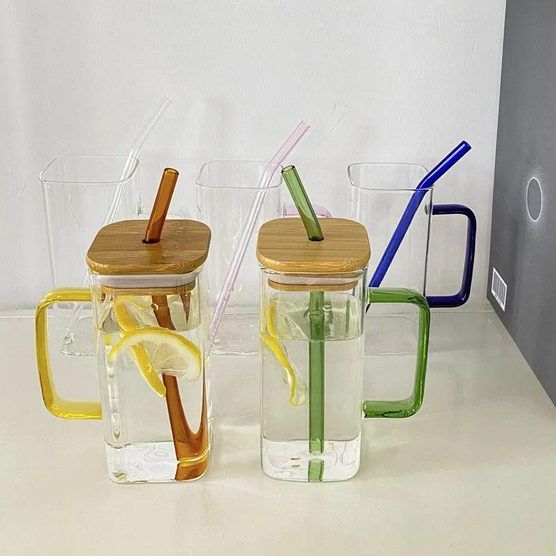Glass Cup with Bamboo Lid (450ml) - Image 3