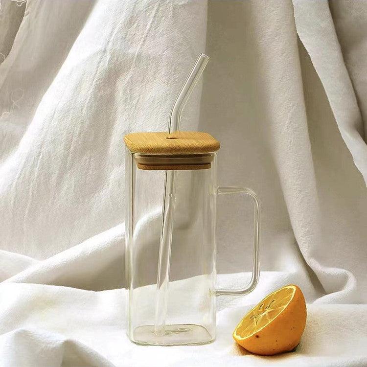 Glass Cup with Bamboo Lid (450ml) - Image 8