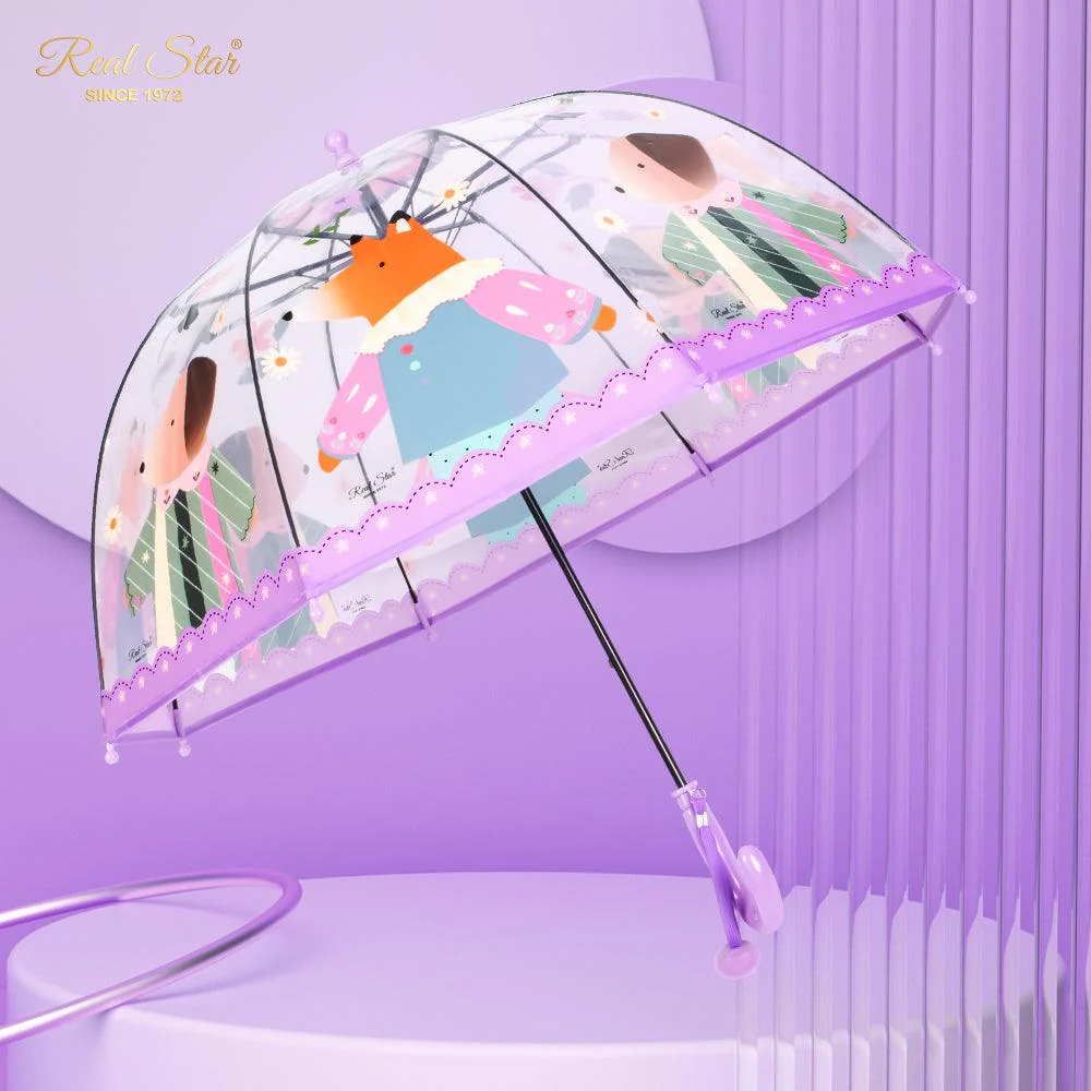 Kids Clear Dome Umbrella with Fun Animal Prints - Image 5