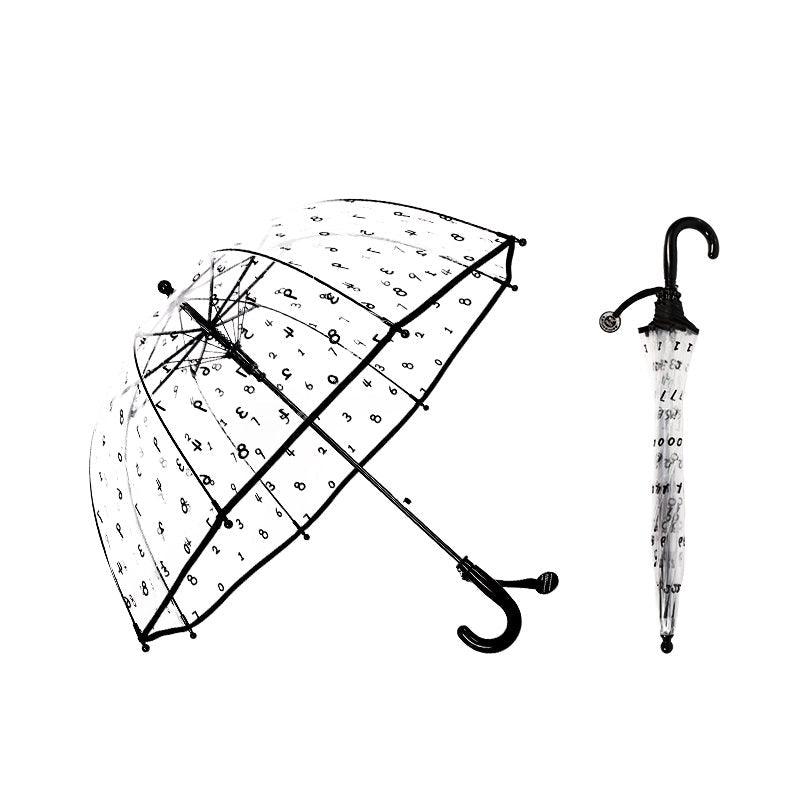 Kids Clear Umbrella with Black Numeral Print - Image 11