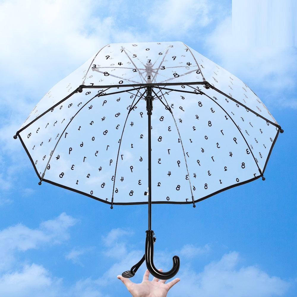 Kids Clear Umbrella with Black Numeral Print - Image 3