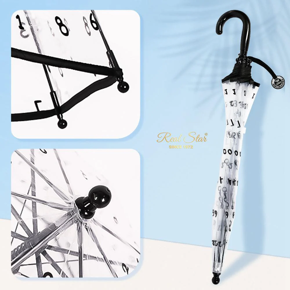 Kids Clear Umbrella with Black Numeral Print - Image 6