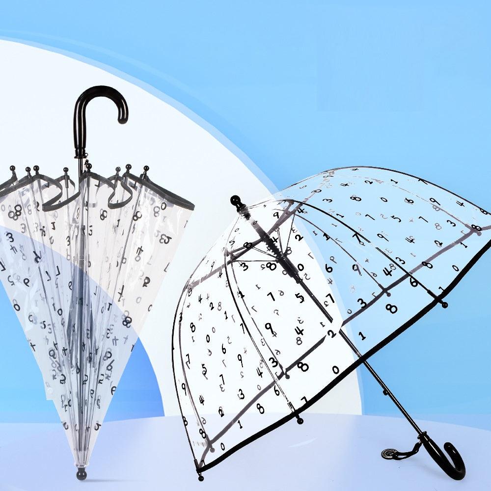 Kids Clear Umbrella with Black Numeral Print - Image 7