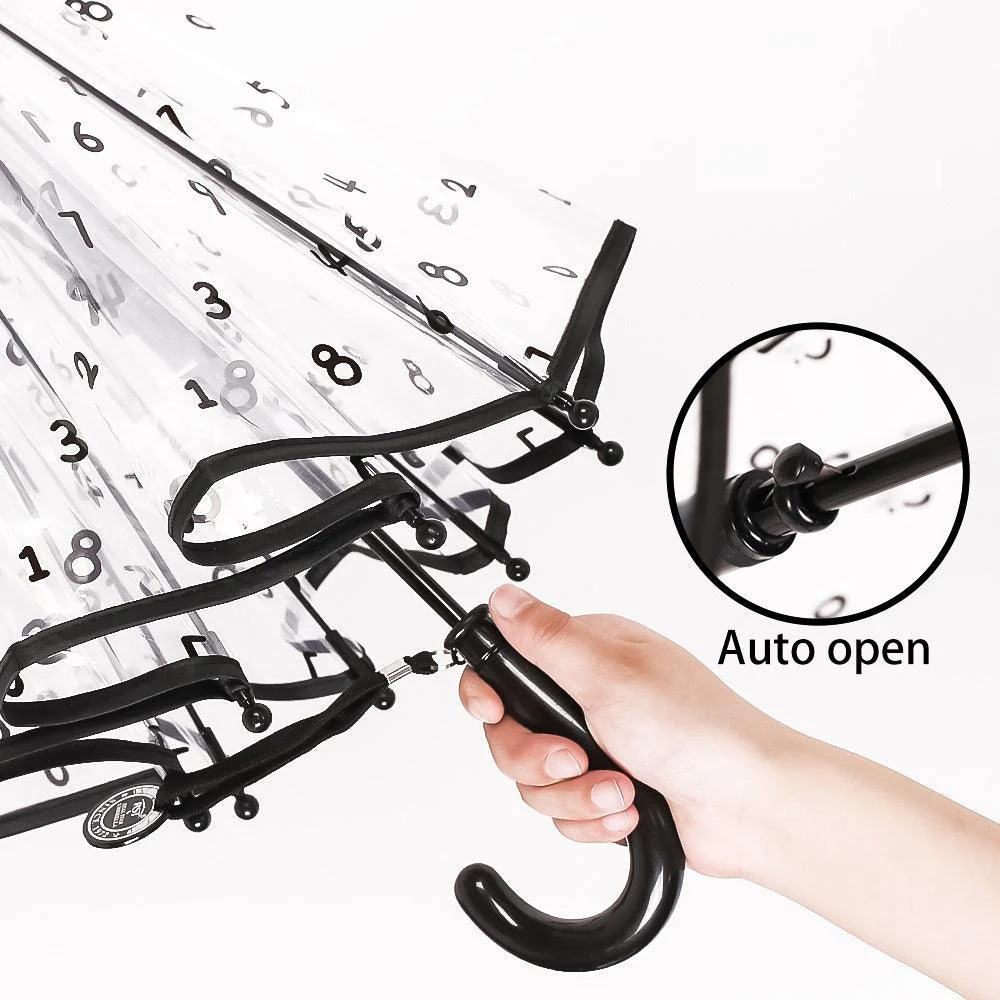 Kids Clear Umbrella with Black Numeral Print - Image 9