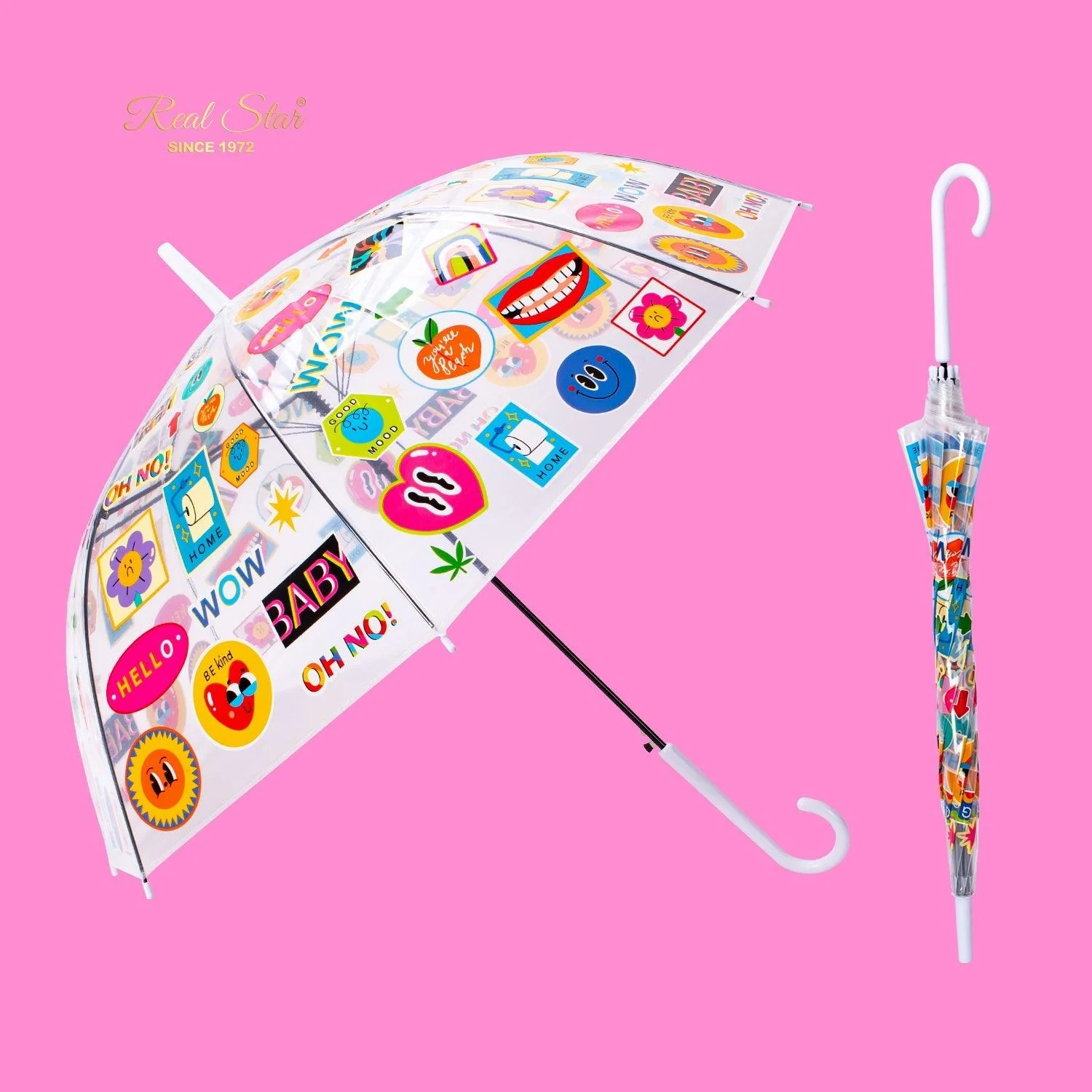 Sticker Print Transparent Umbrella - Image 3