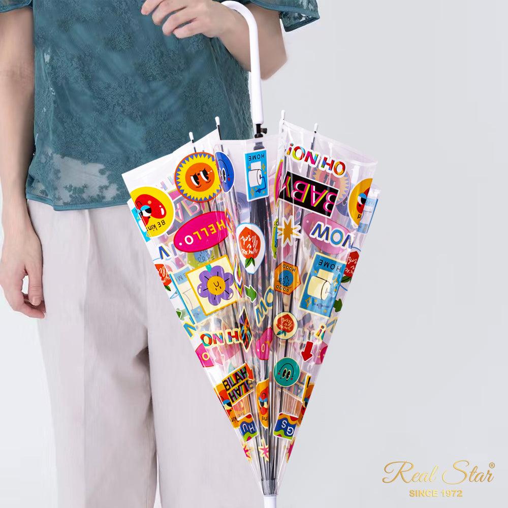Sticker Print Transparent Umbrella - Image 4