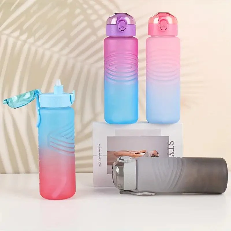 Gradient Time-Marked Tritan Water Bottle with Straw Lid - 1000ml - Image 3