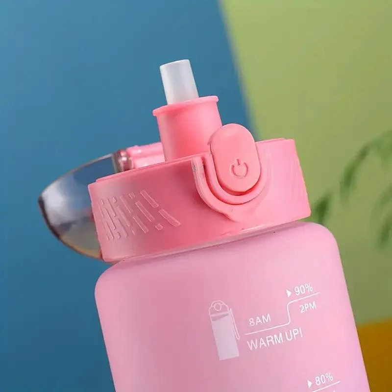 Gradient Time-Marked Tritan Water Bottle with Straw Lid - 1000ml - Image 4