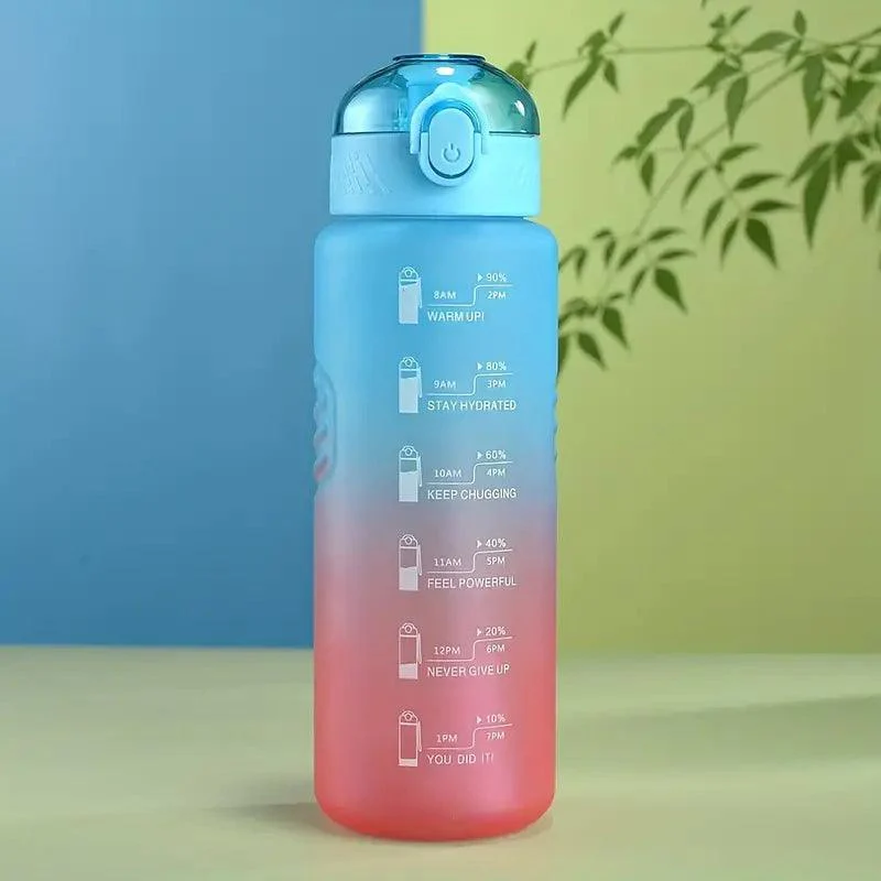 Gradient Time-Marked Tritan Water Bottle with Straw Lid - 1000ml - Image 5