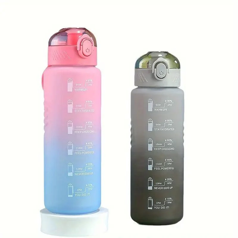 Gradient Time-Marked Tritan Water Bottle with Straw Lid - 1000ml - Image 7