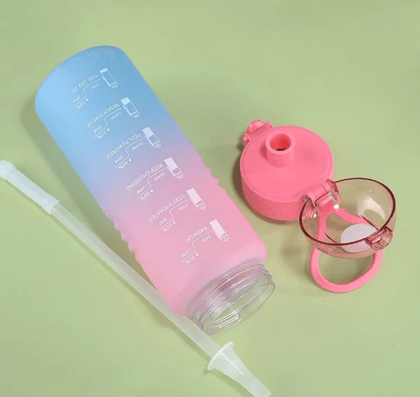 Gradient Time-Marked Tritan Water Bottle with Straw Lid - 1000ml - Image 8