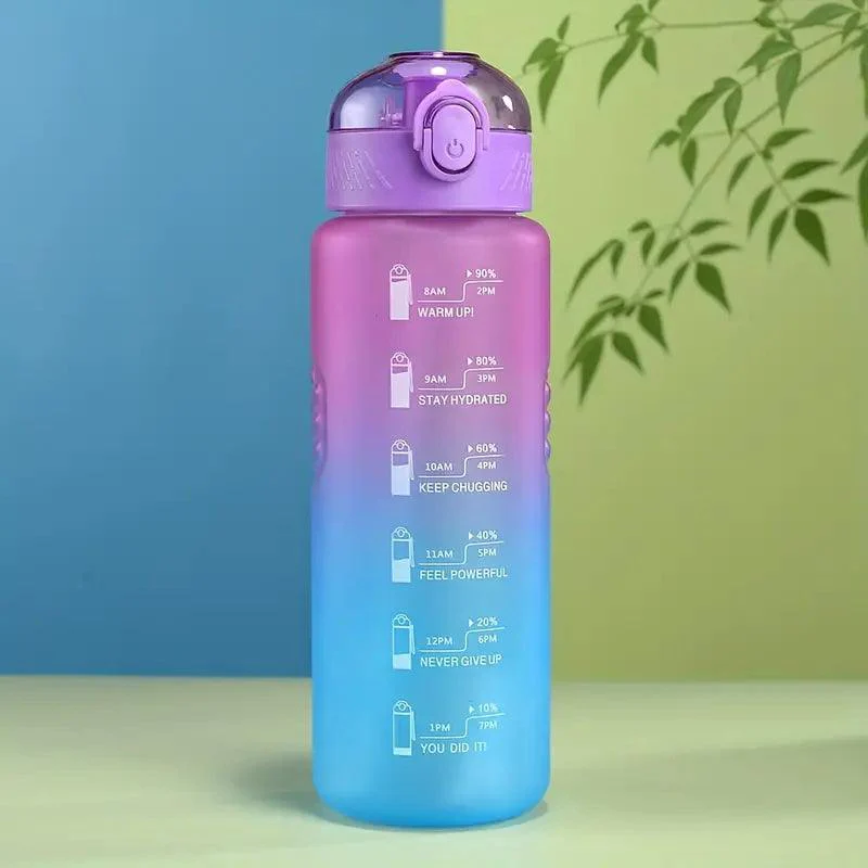 Gradient Time-Marked Tritan Water Bottle with Straw Lid - 1000ml - Image 9