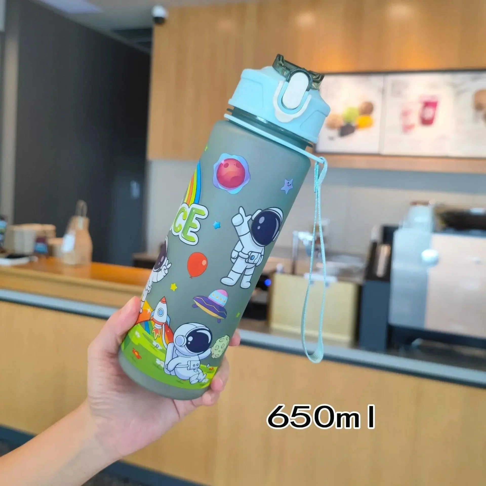 Kids' Space-Themed Tritan Water Bottles with Straw Lid - 600ml - Image 3