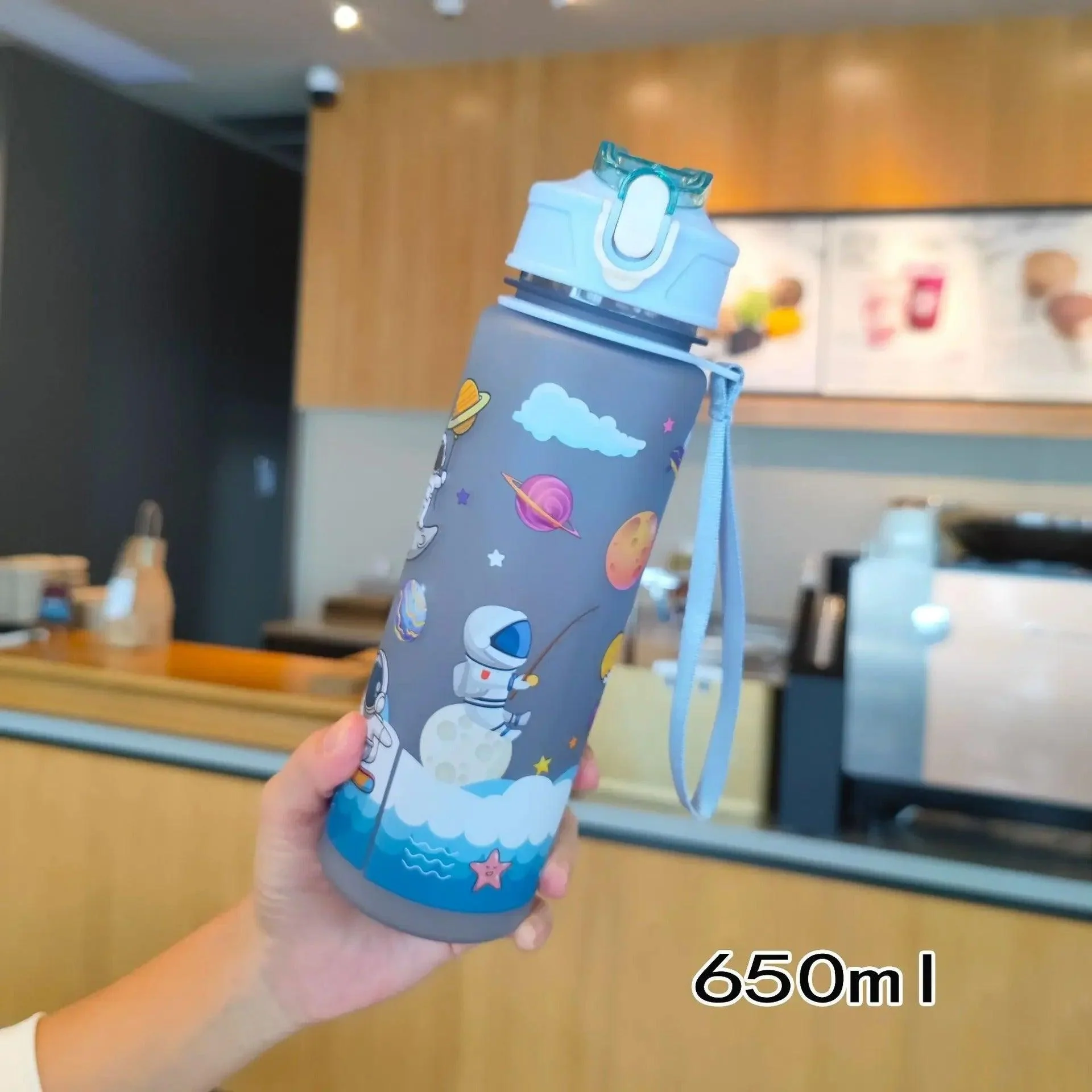 Kids' Space-Themed Tritan Water Bottles with Straw Lid - 600ml - Image 5