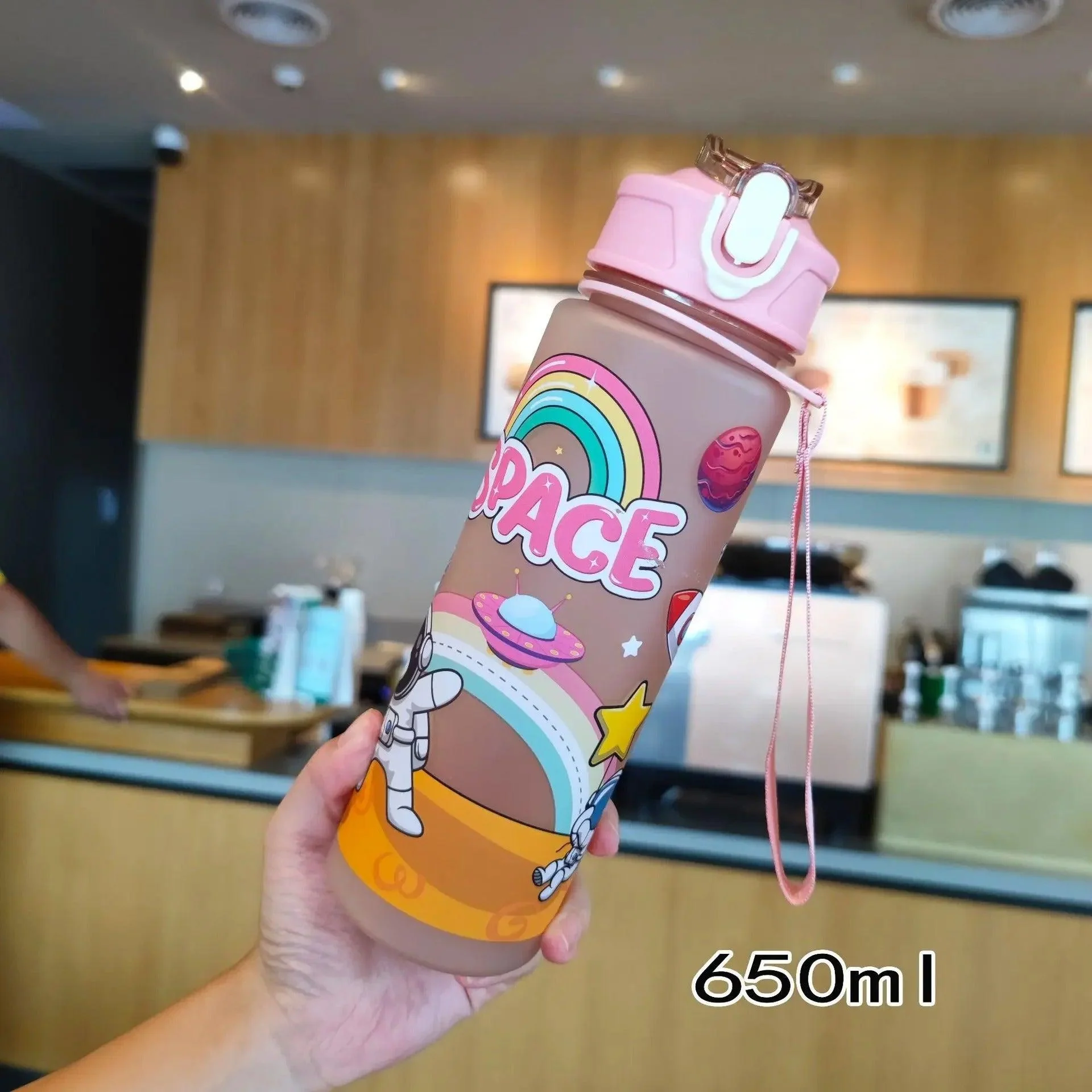 Kids' Space-Themed Tritan Water Bottles with Straw Lid - 600ml - Image 6