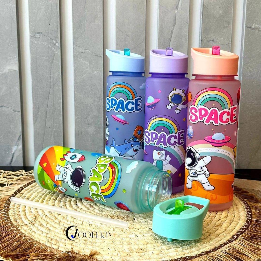 Kids' Space-Themed Tritan Water Bottles with Straw Lid - 600ml - Image 4