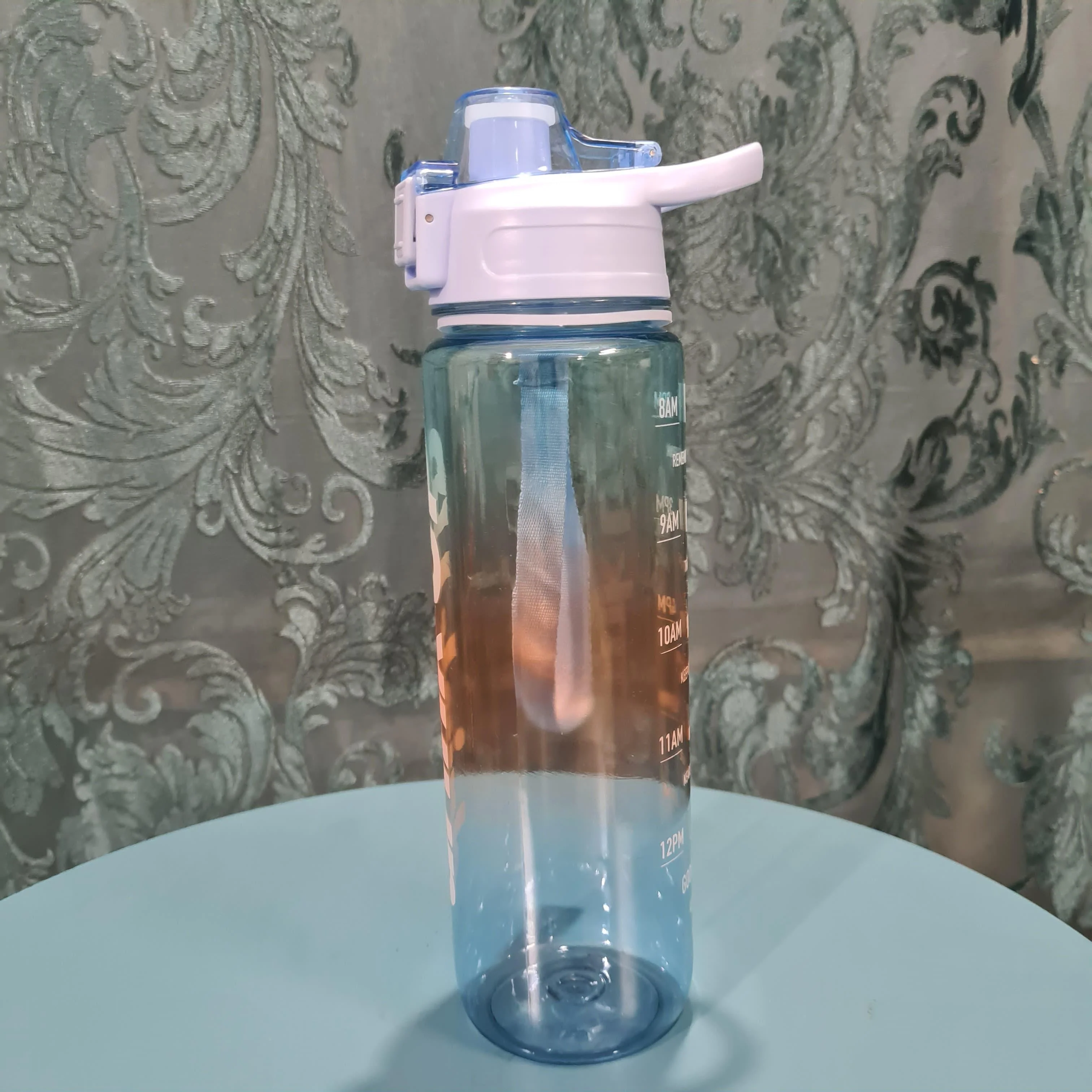 Gradient Time-Marked Tritan Water Bottle with Flip Straw Lid - 1000ml - Image 11