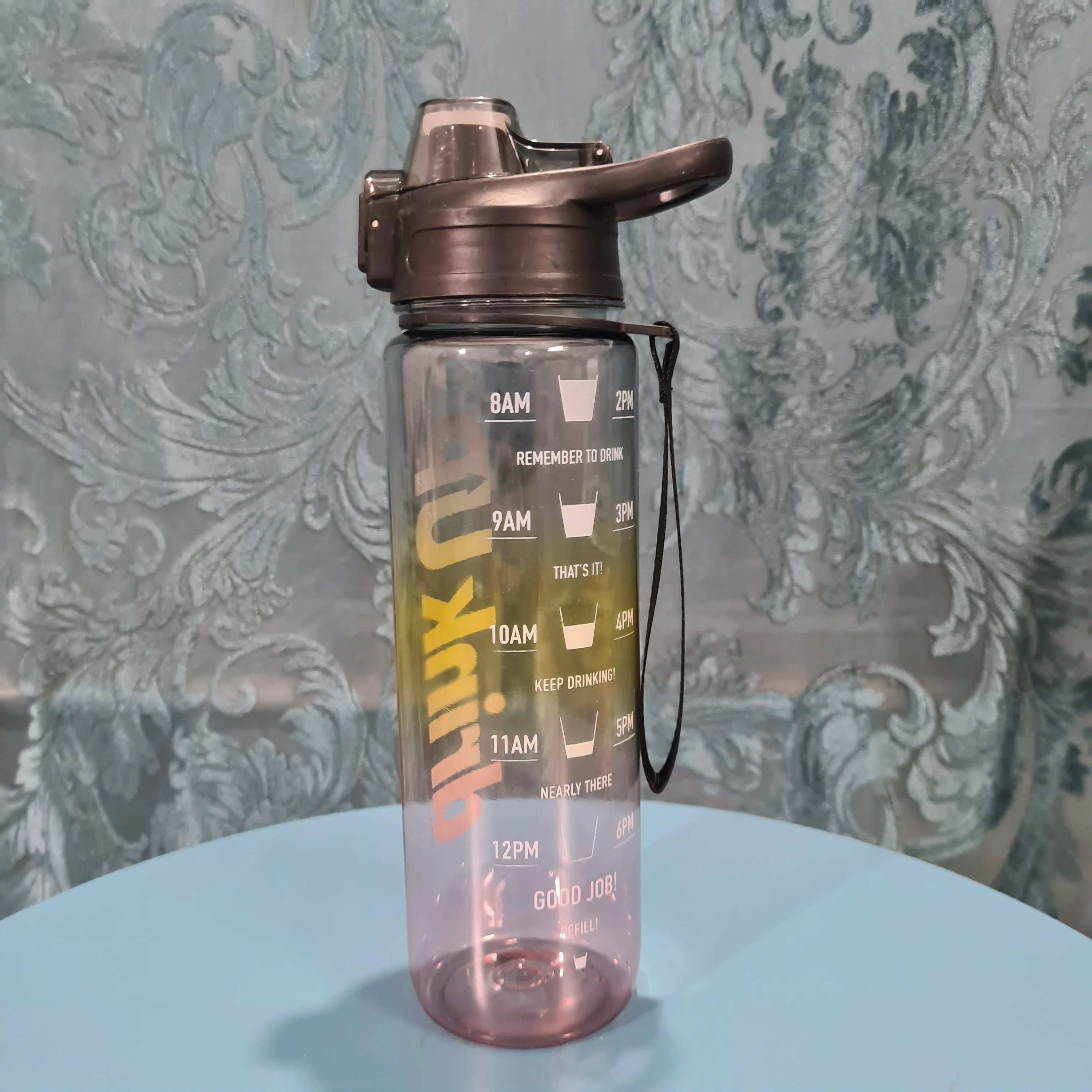 Gradient Time-Marked Tritan Water Bottle with Flip Straw Lid - 1000ml - Image 4