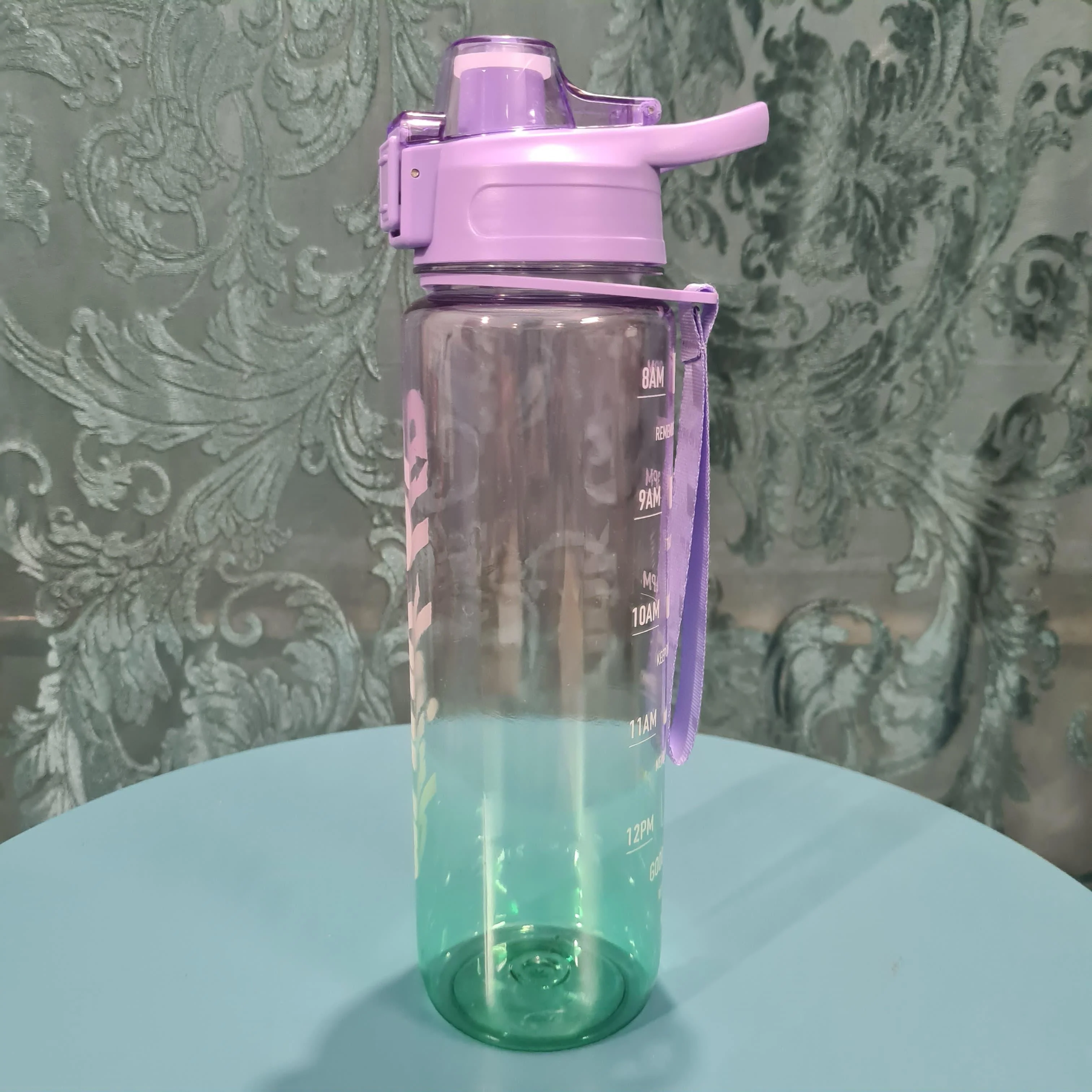 Gradient Time-Marked Tritan Water Bottle with Flip Straw Lid - 1000ml - Image 6