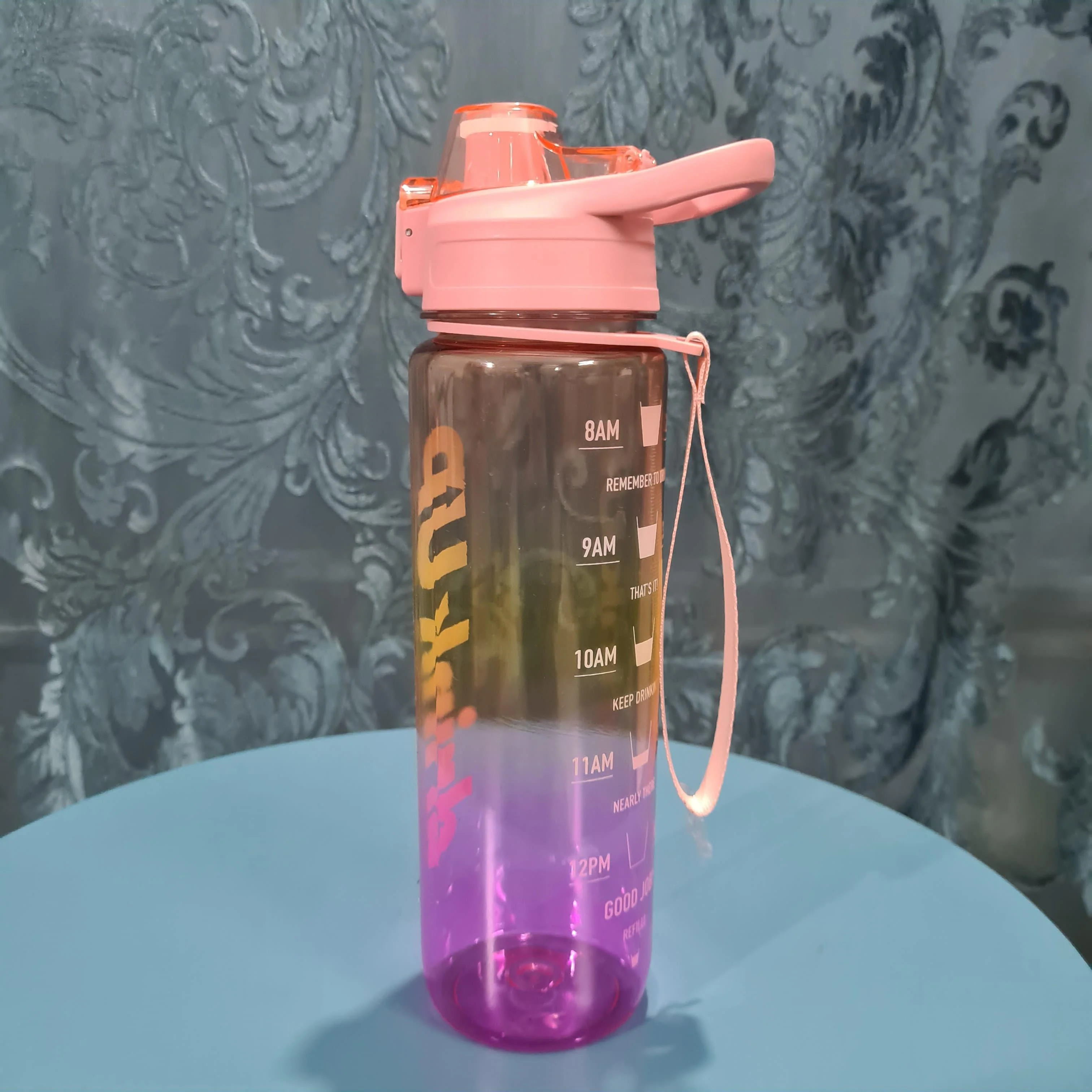 Gradient Time-Marked Tritan Water Bottle with Flip Straw Lid - 1000ml - Image 7