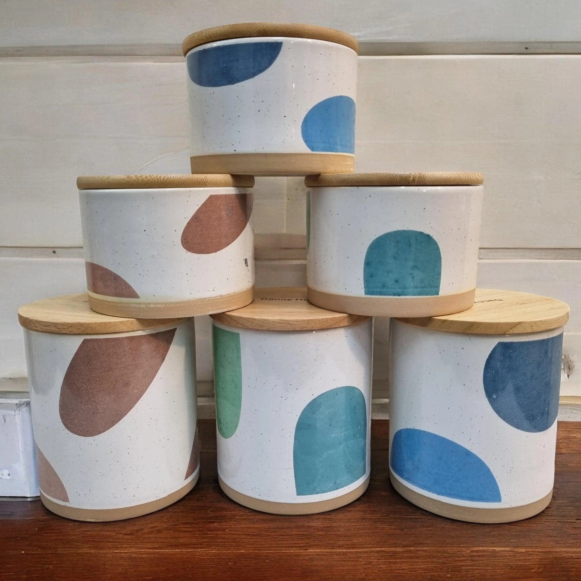Minimalist Ceramic Storage Jars with Bamboo Lids - Image 2
