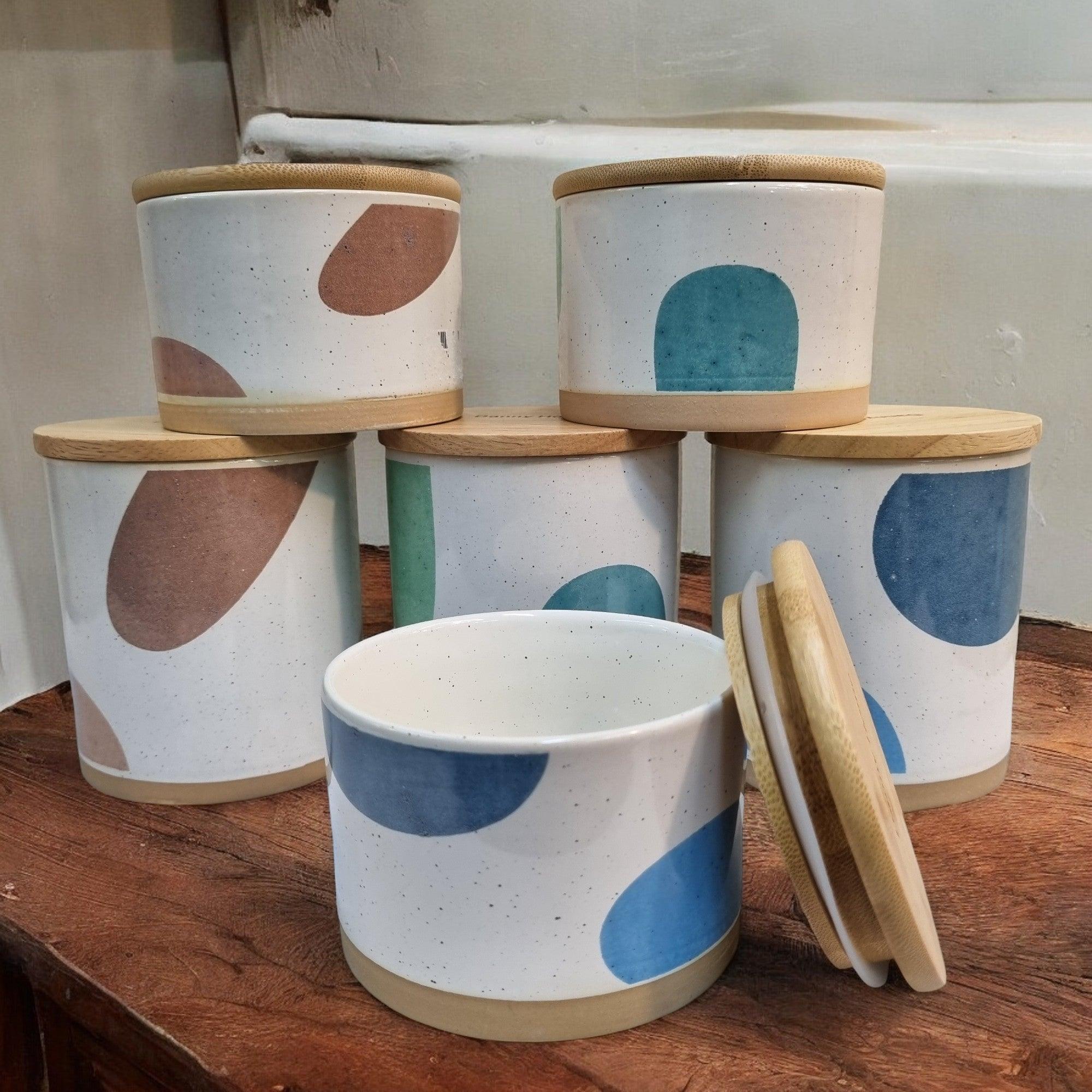 Minimalist Ceramic Storage Jars with Bamboo Lids - Image 3