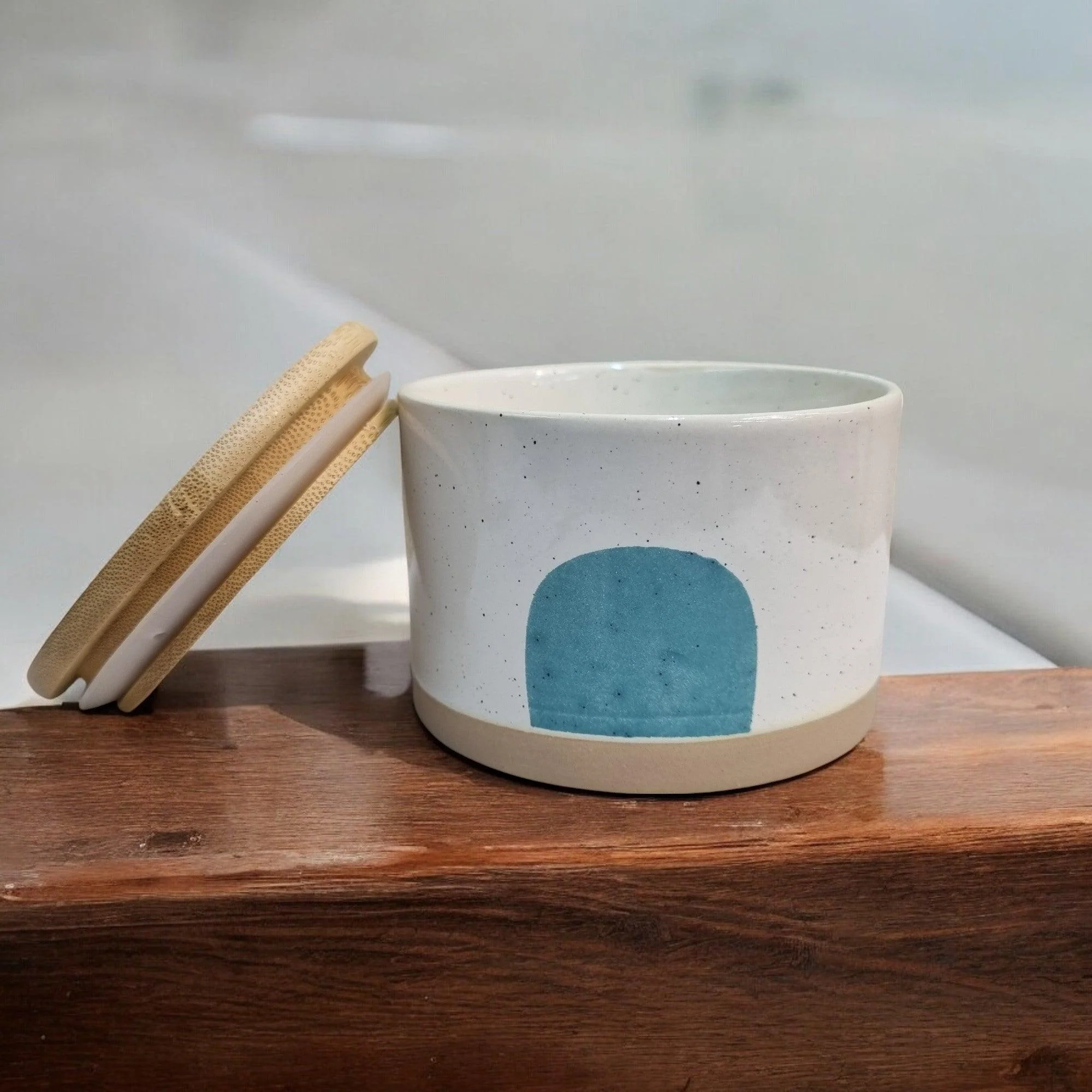 Minimalist Ceramic Storage Jars with Bamboo Lids - Image 4