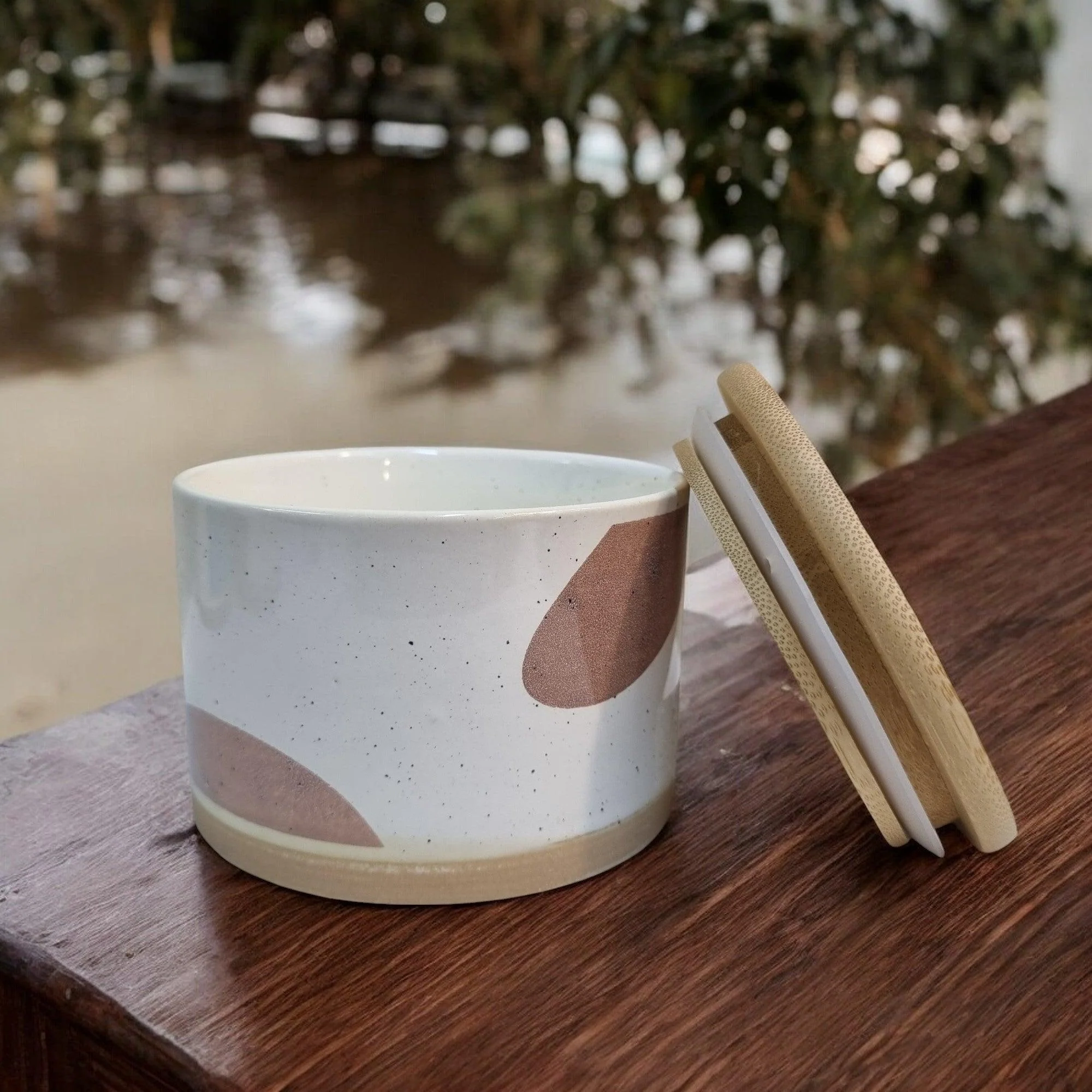Minimalist Ceramic Storage Jars with Bamboo Lids - Image 5