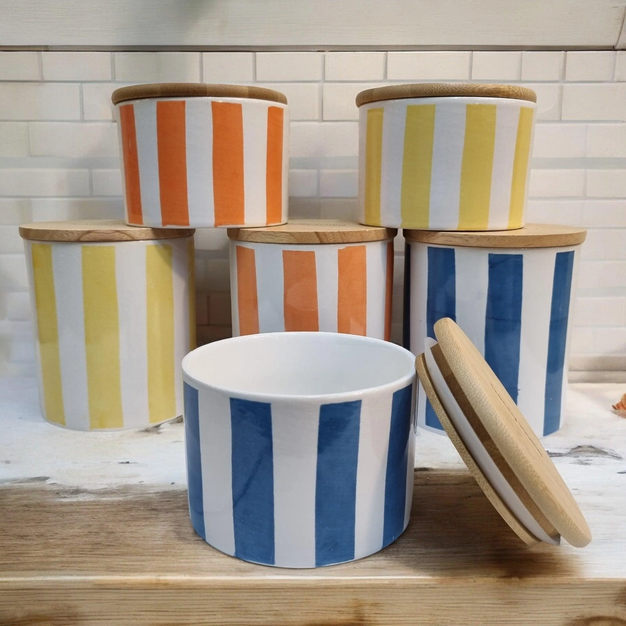 Sunshine Rays Storage Jars with Bamboo Lids - Image 2
