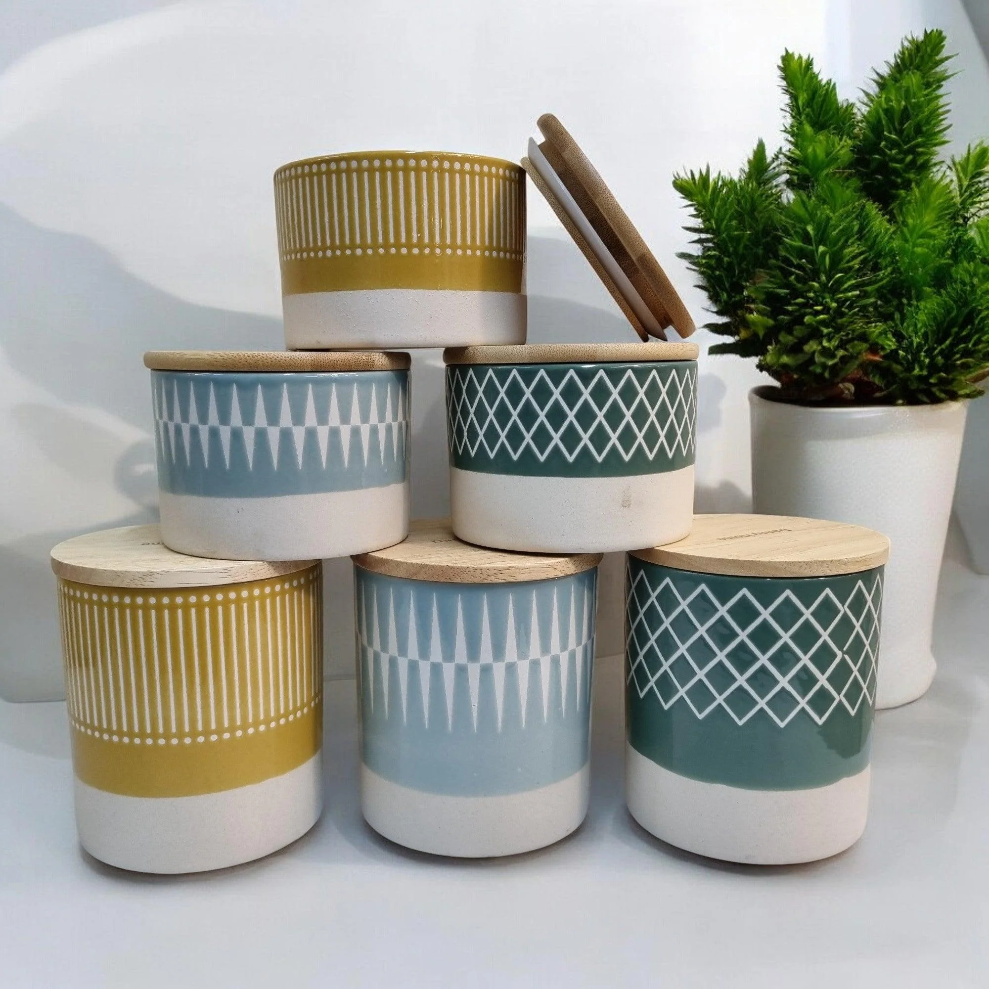 Nordic Thesame Storage Jars with Bamboo Lids - Image 2