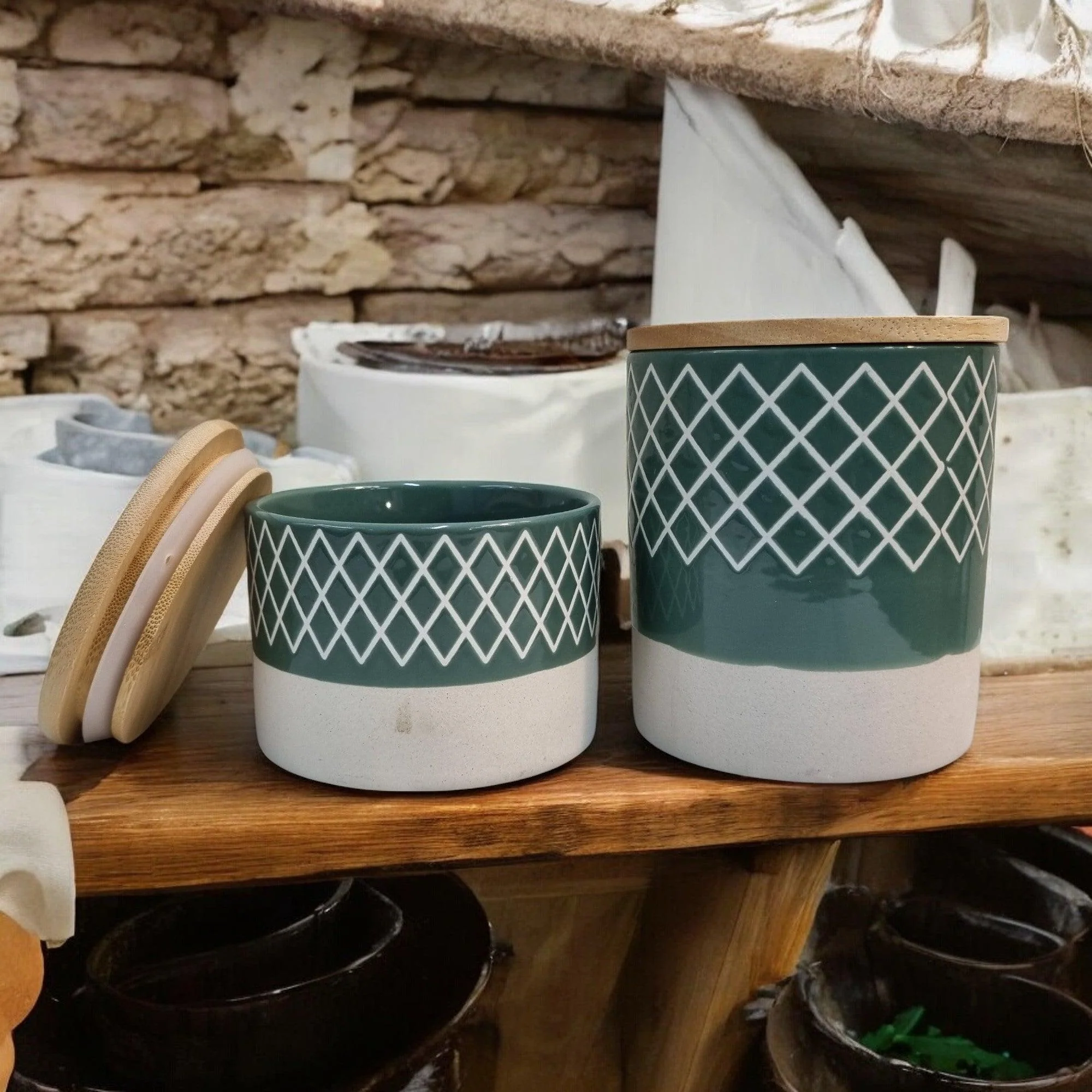Nordic Thesame Storage Jars with Bamboo Lids - Image 3