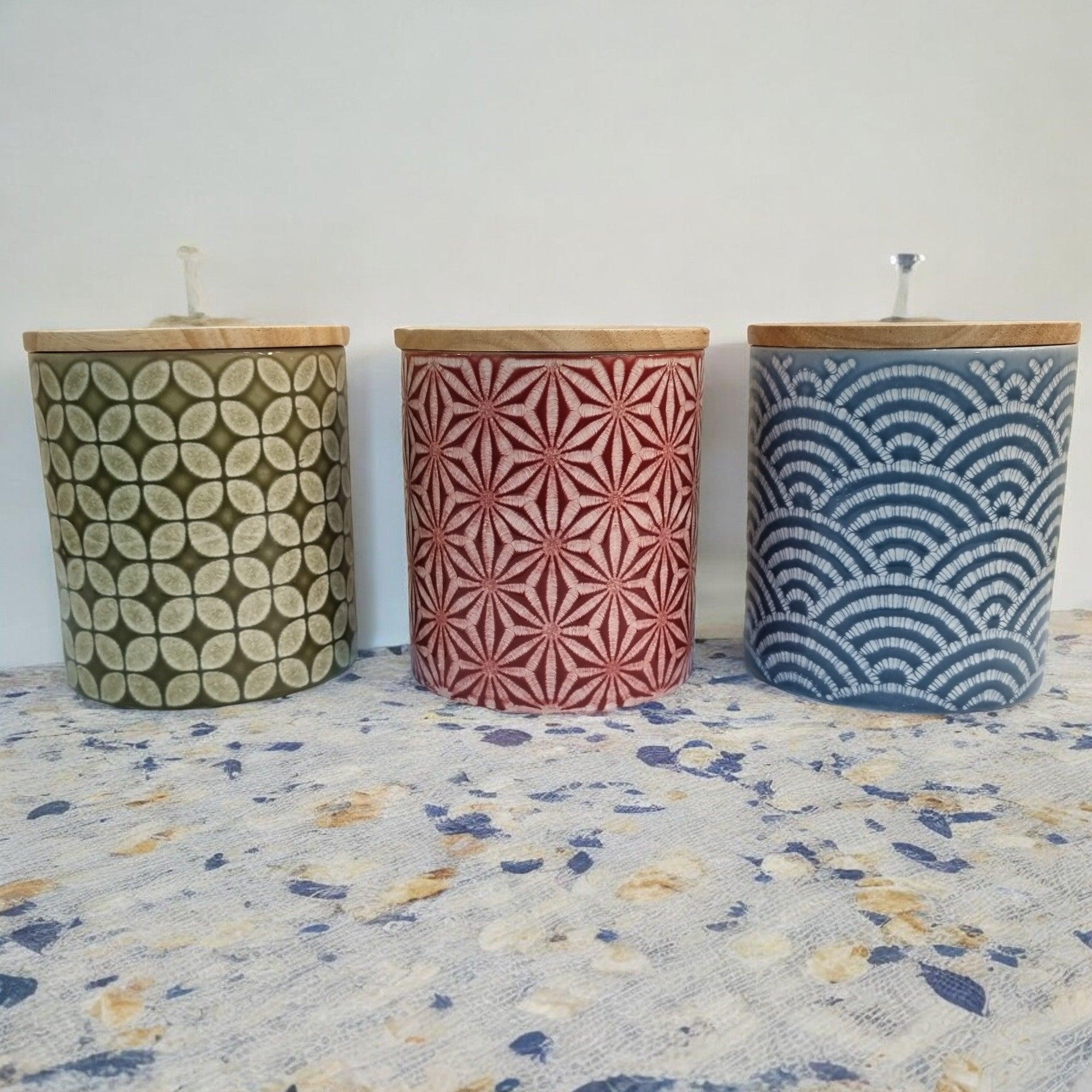 Organza Ceramic Storage Jars with Bamboo Lids - Image 2