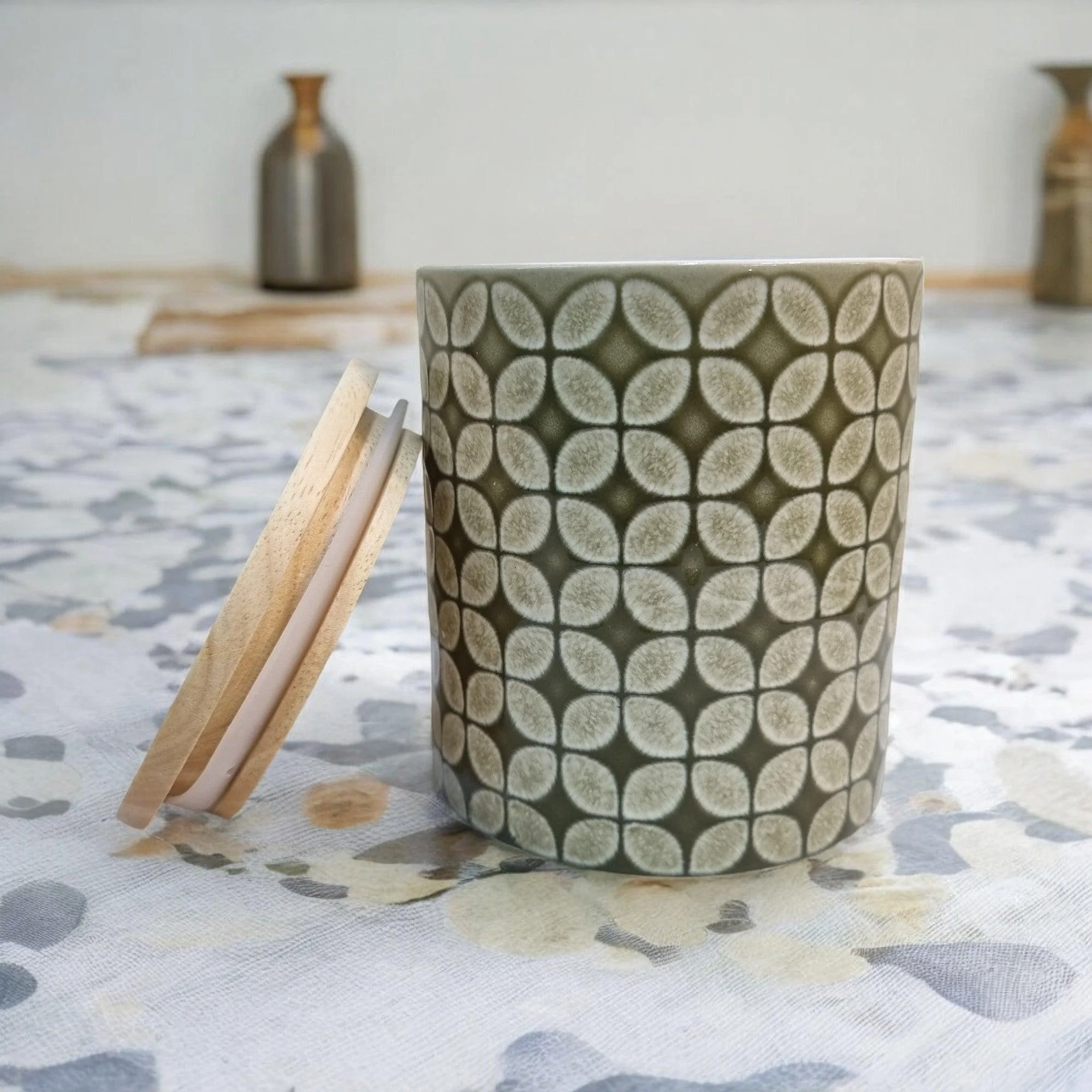 Organza Ceramic Storage Jars with Bamboo Lids - Image 3