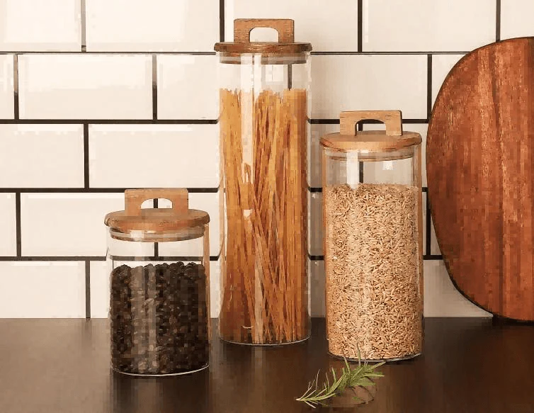 Acacia Wood Glass Storage Jar - Image 2