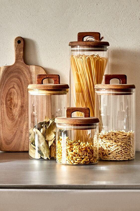Acacia Wood Glass Storage Jar - Image 3