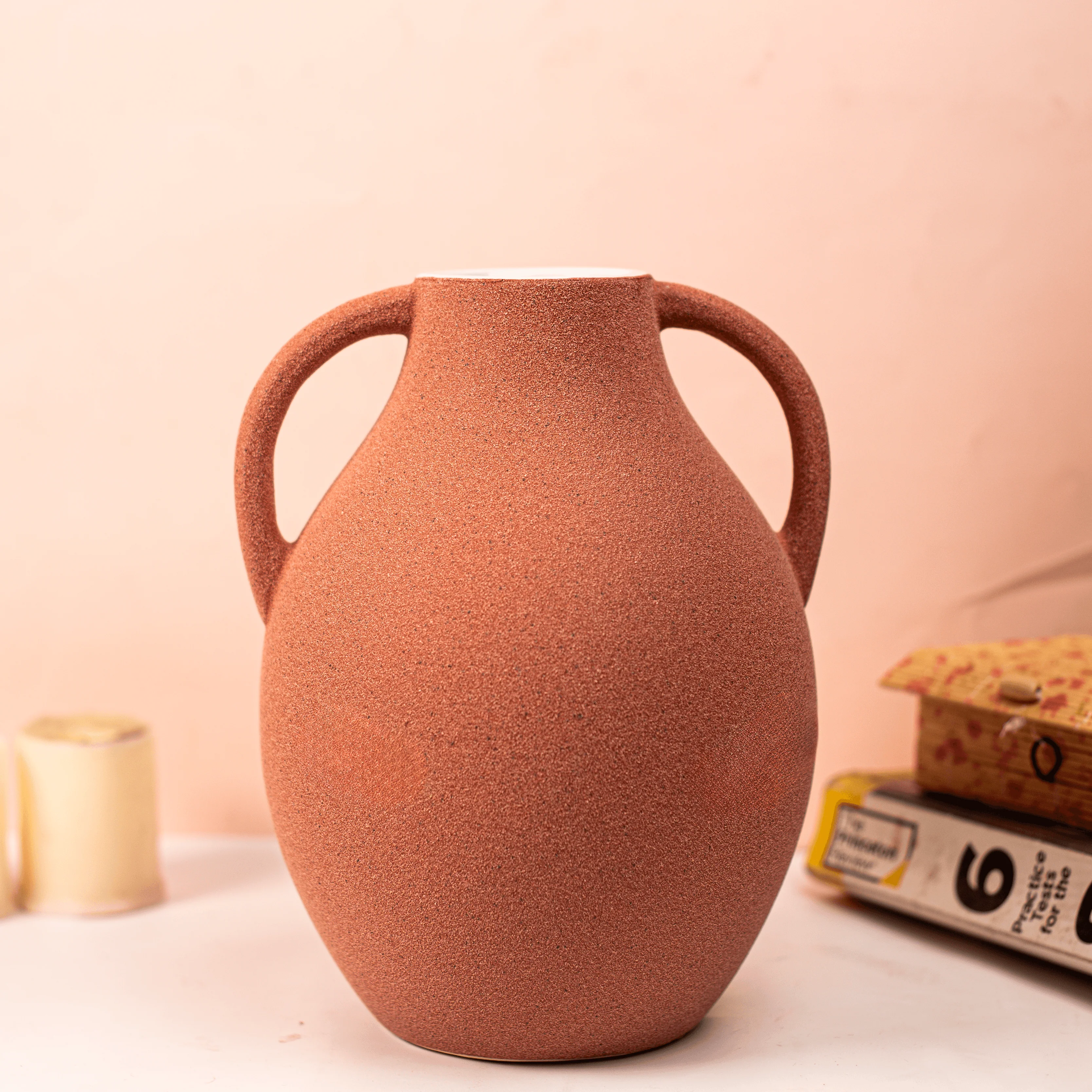Matte Gray Finish Ceramic Vase - Image 6