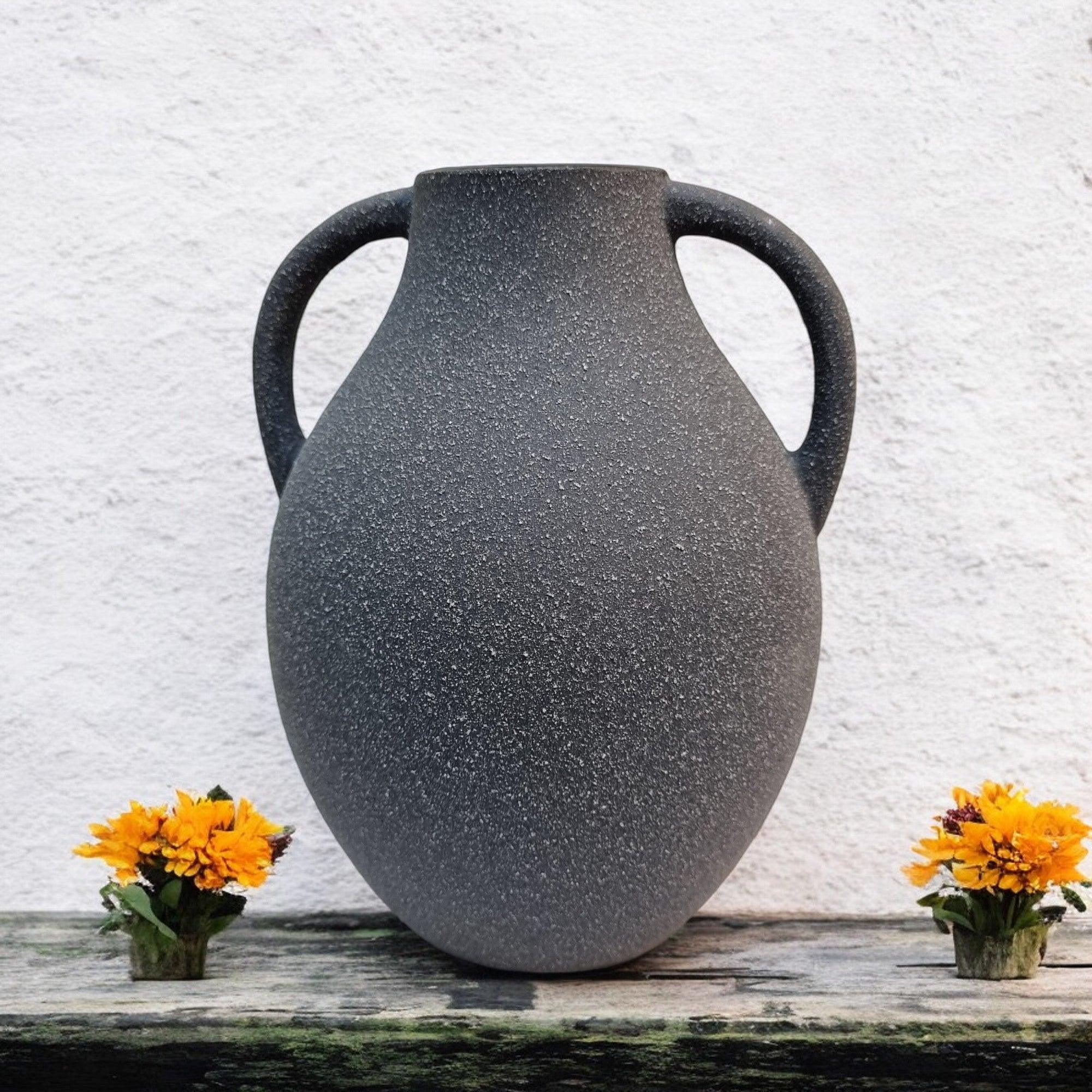Matte Gray Finish Ceramic Vase - Image 7