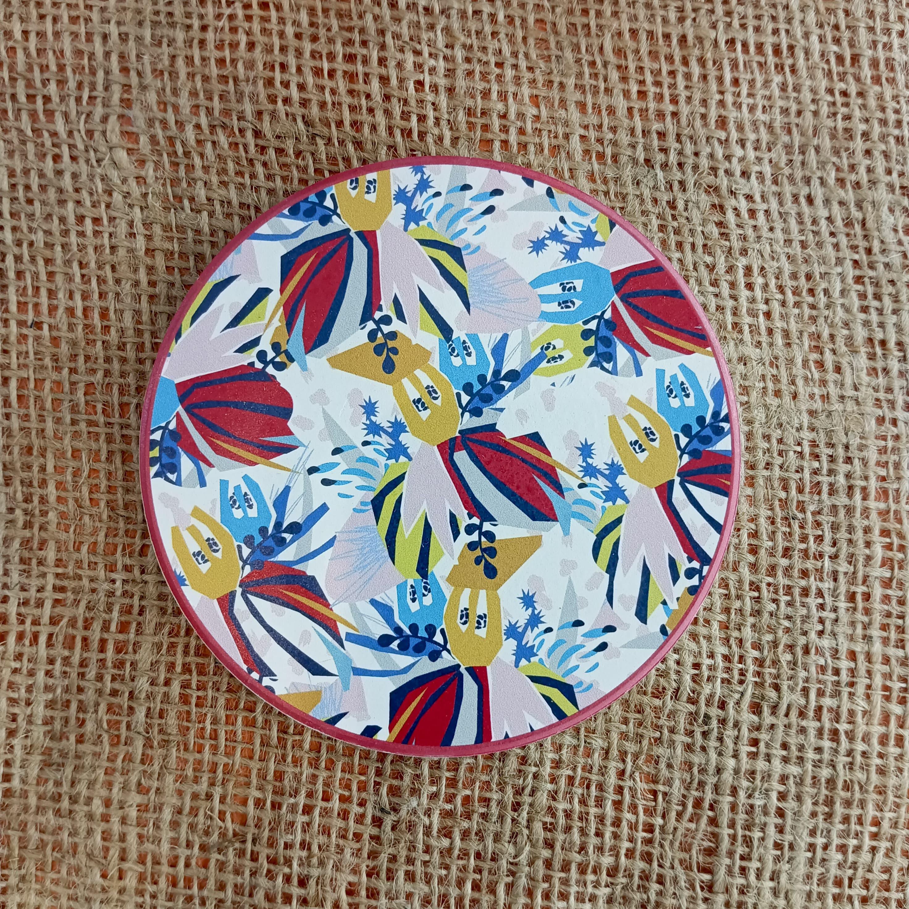 Vibrant Porcelain Coasters with Bold Floral and Botanical Patterns - Image 3