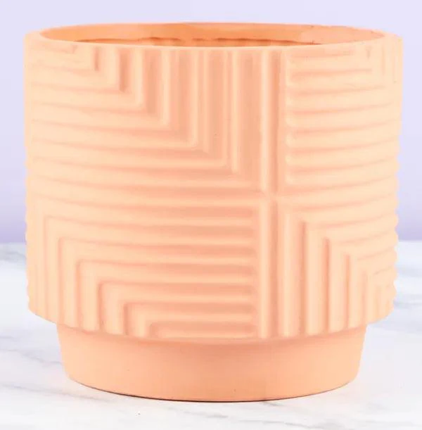 Terracotta Ceramic Planter with Geometric Pattern - Image 5