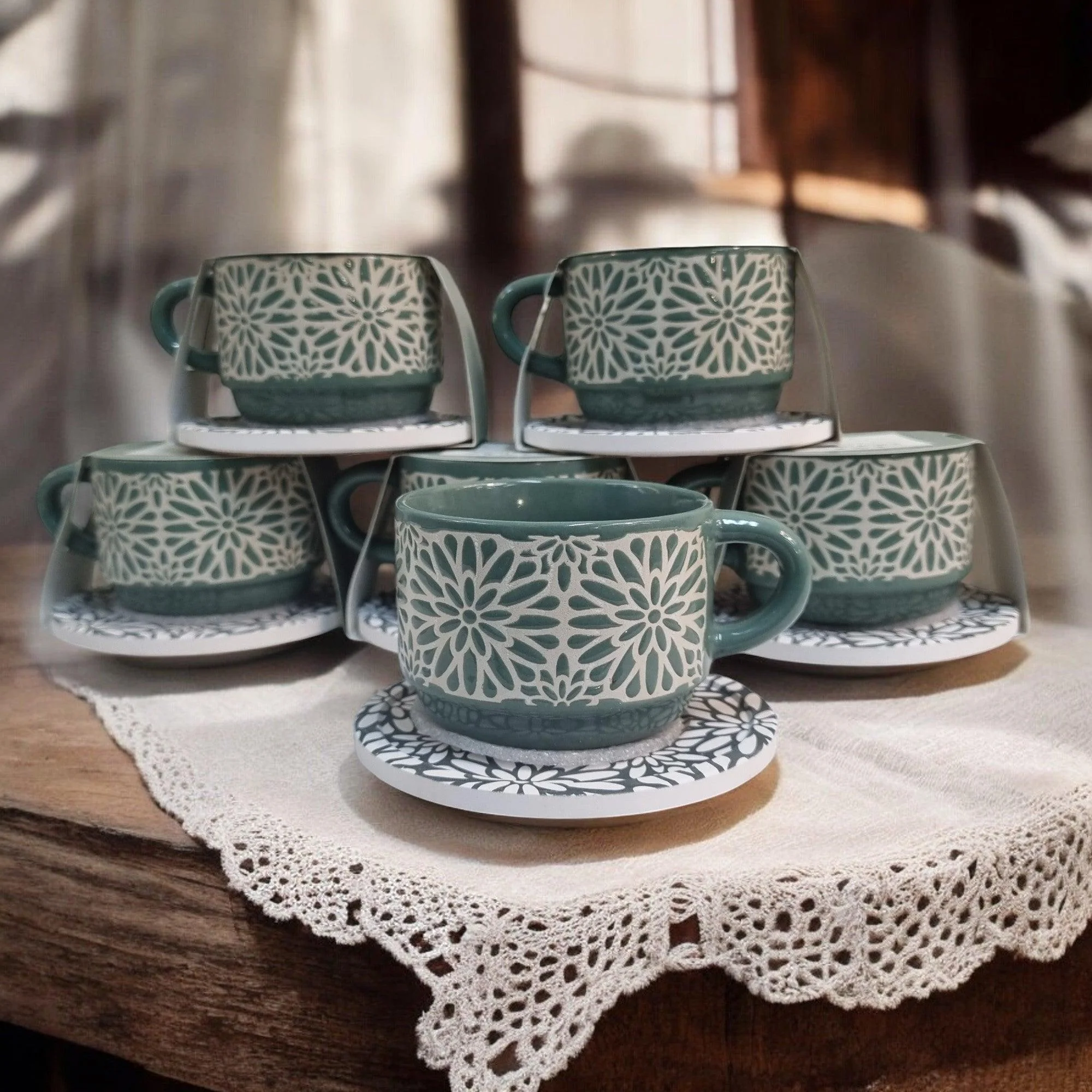 Geometric Pattern Series - Ceramic Mugs with Coasters - Image 2