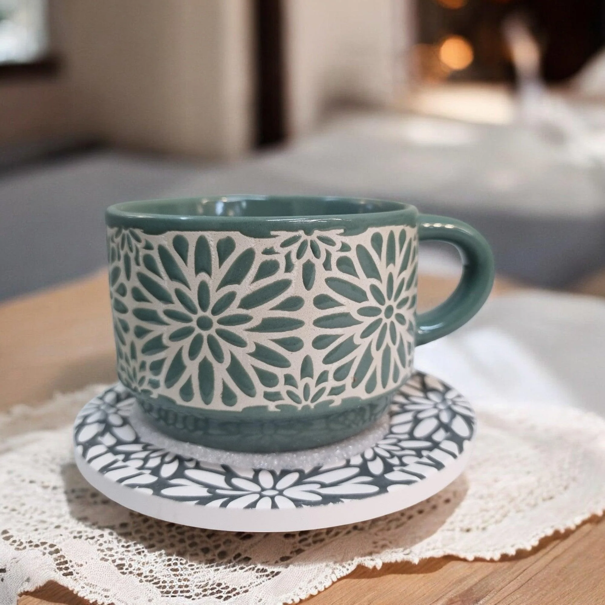 Geometric Pattern Series - Ceramic Mugs with Coasters - Image 3