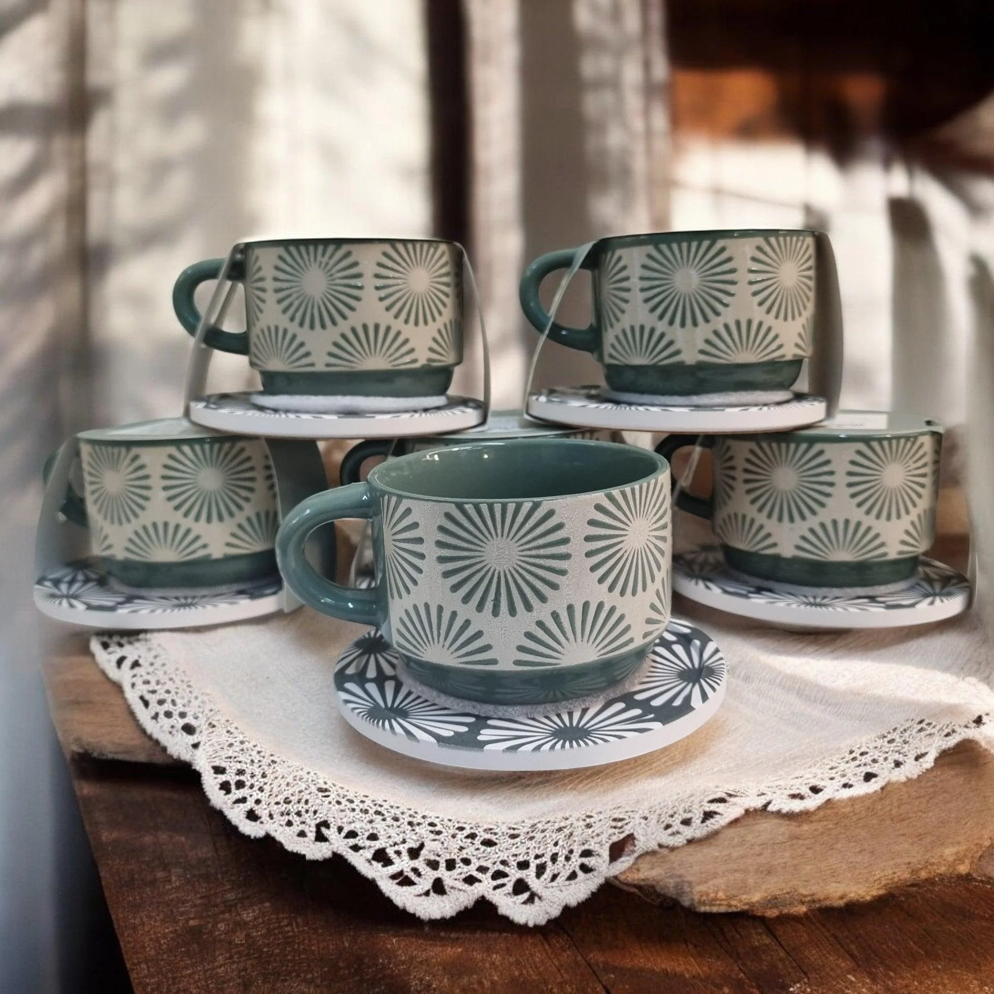 Geometric Pattern Series - Ceramic Mugs with Coasters - Image 6